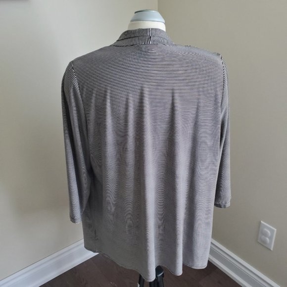 Michel Antoni Black-White Striped Open Front Cardigan Size 1X - Picture 5 of 7
